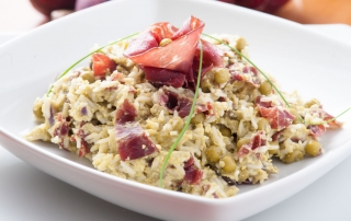 Risotto con bresaola e piselli